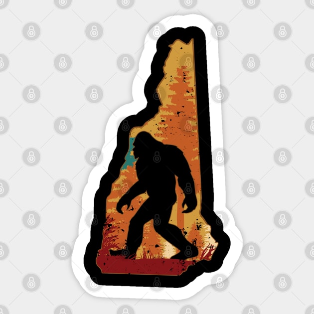 Bigfoot Retro Vintage Sasquatch New Hampshire Sticker by ryanjaycruz